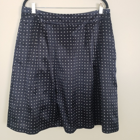 Pendleton silk skirt navy w/ white polka dots J18 - Picture 2 of 5